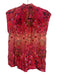 Mariacher Size S Red, Black & Orange Viscose Floral Cap Sleeve Tie V Neck Top Red, Black & Orange / S