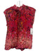 Mariacher Size S Red, Black & Orange Viscose Floral Cap Sleeve Tie V Neck Top Red, Black & Orange / S