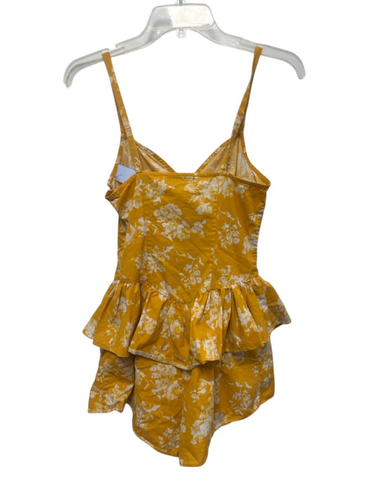 Caroline Constas Size S Yellow & White Cotton Blend Floral Silouhette Romper Yellow & White / S
