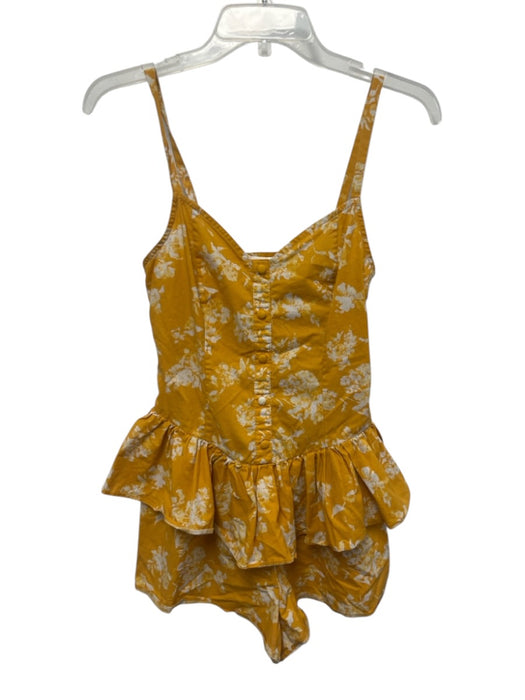 Caroline Constas Size S Yellow & White Cotton Blend Floral Silouhette Romper Yellow & White / S