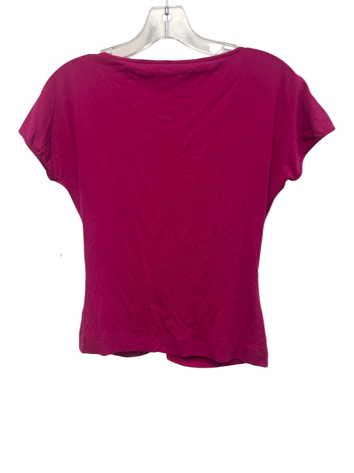 Akris Punto Size 10 Magenta Pink Modal Blend Cap Sleeve Ruched Front V Neck Top Magenta Pink / 10