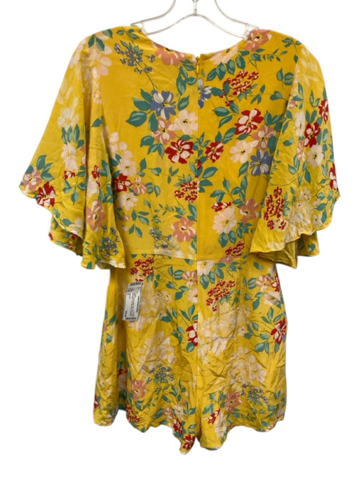 Yumi Kim Size S Yellow, Green & Multi Silk Floral V Neck Knot Detail Romper Yellow, Green & Multi / S