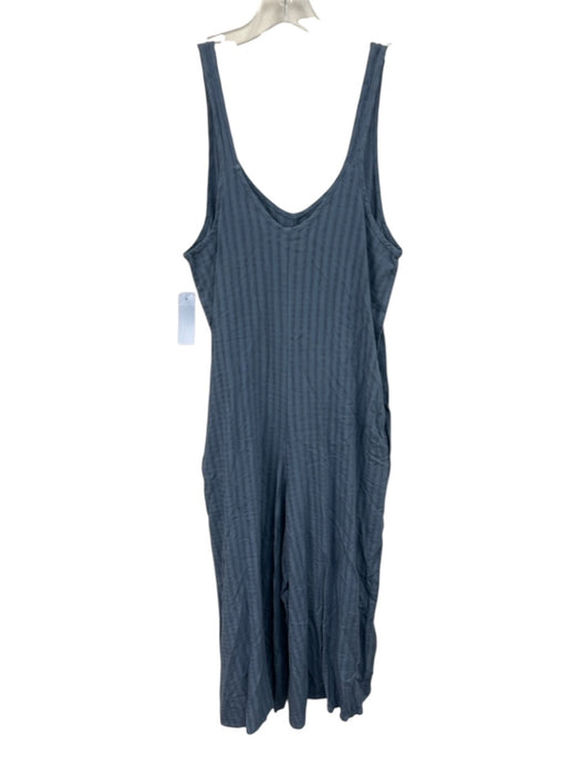 Amadi Size XS Dusty Blue Rayon Blend Sleeveless tonal stripe Pocketed Jumpsuit Dusty Blue / XS