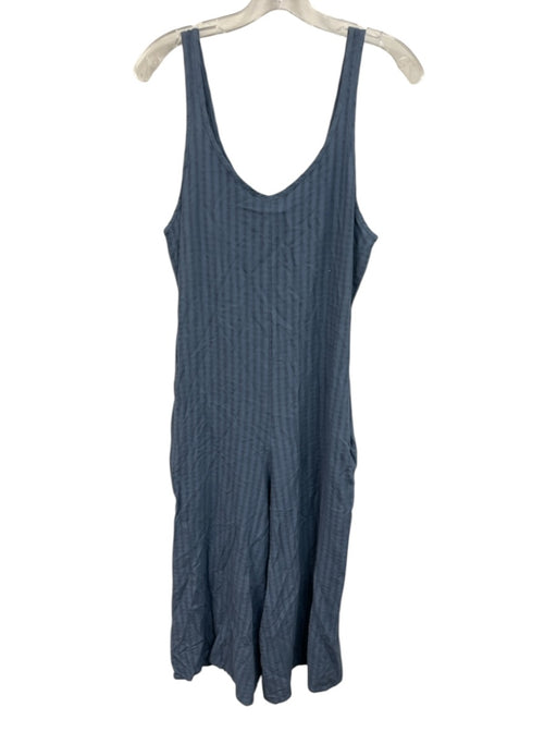 Amadi Size XS Dusty Blue Rayon Blend Sleeveless tonal stripe Pocketed Jumpsuit Dusty Blue / XS