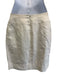 Chanel Boutique Size 38 Cream White Linen & Silk Logo Buttons Back Zip Skirt Cream White / 38