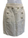 Chanel Boutique Size 38 Cream White Linen & Silk Logo Buttons Back Zip Skirt Cream White / 38