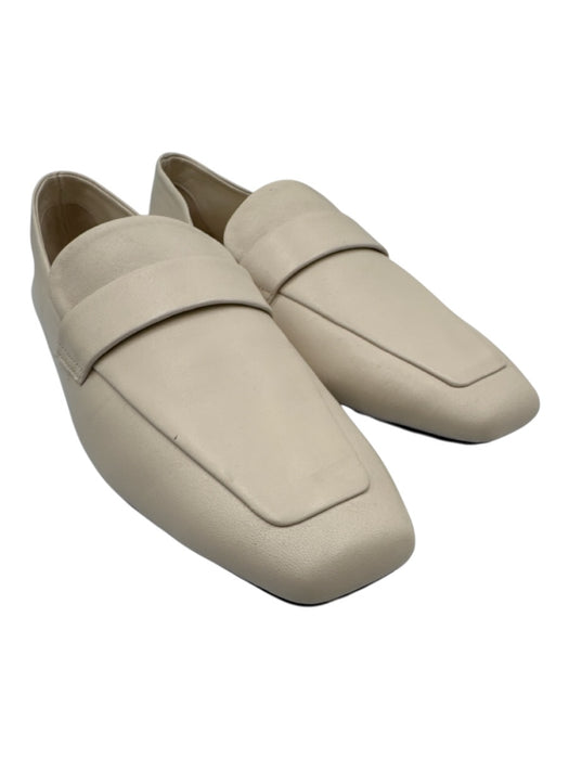 M. Gemi Shoe Size 39.5 Cream White Leather Upper Slip On Top Strap Flat Loafers Cream White / 39.5