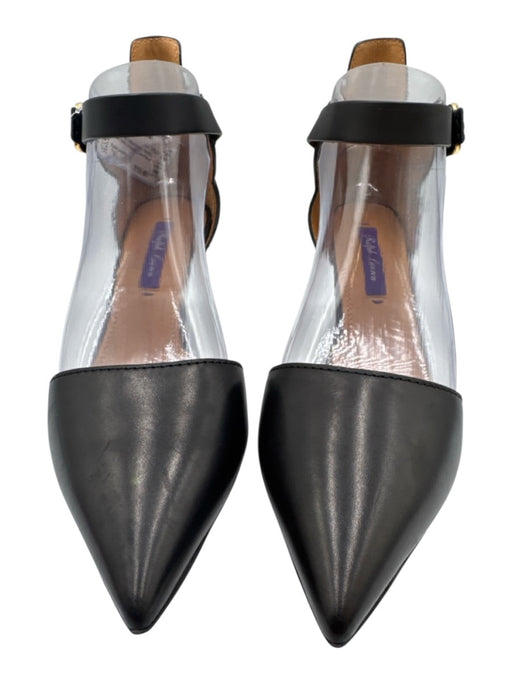 Ralph Lauren Purple Shoe Size 38 Black Leather Upper Ankle Buckle D'orsay Pumps Black / 38