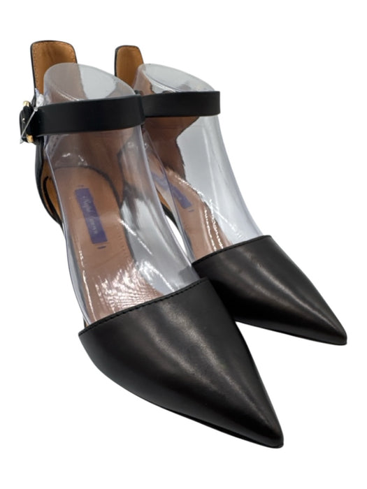 Ralph Lauren Purple Shoe Size 38 Black Leather Upper Ankle Buckle D'orsay Pumps Black / 38