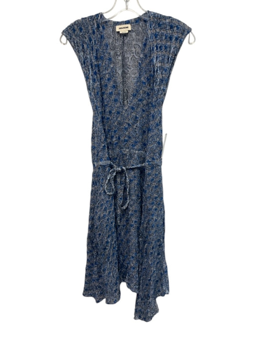 Zadig & Voltaire Size XS Light Blue & Black Silk Blend Sleeveless Paisley Dress Light Blue & Black / XS