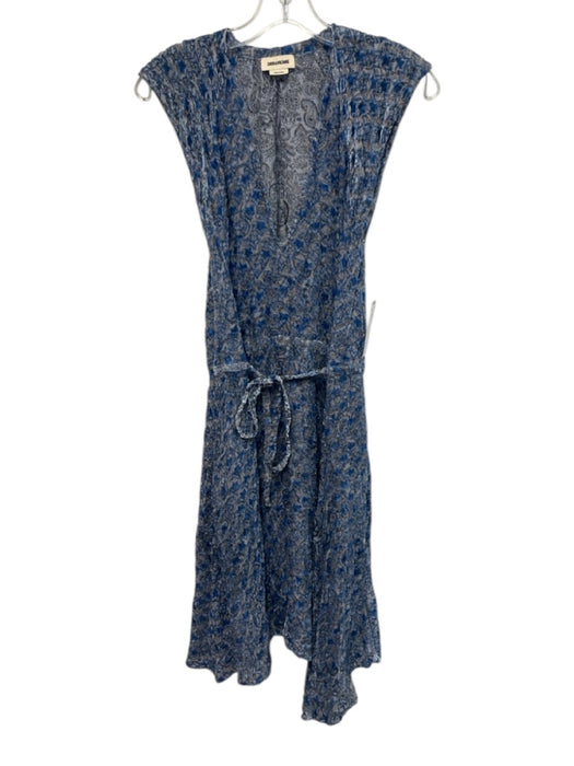 Zadig & Voltaire Size XS Light Blue & Black Silk Blend Sleeveless Paisley Dress Light Blue & Black / XS