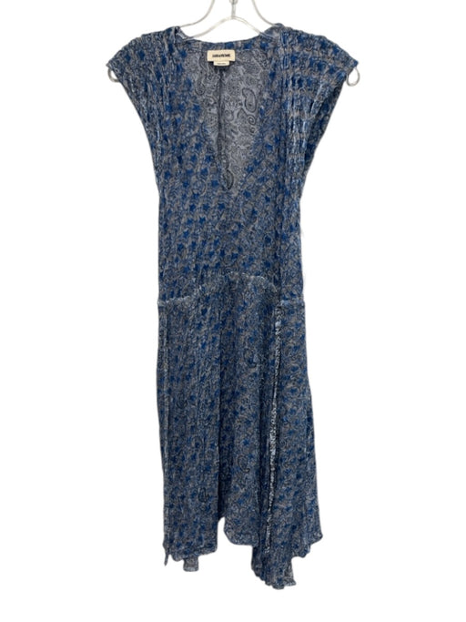 Zadig & Voltaire Size XS Light Blue & Black Silk Blend Sleeveless Paisley Dress Light Blue & Black / XS