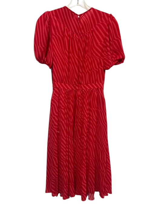 Toccin NY Size 2 Red & Pink Polyester Short Puff Sleeve Striped Gathered Dress Red & Pink / 2