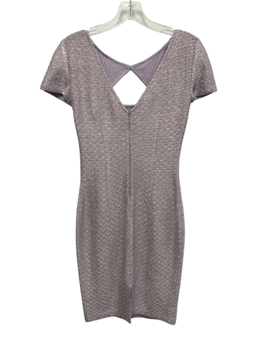 St John Size 2 Light Purple & Gray Wool Blend Short Sleeve Striped Cut Out Dress Light Purple & Gray / 2