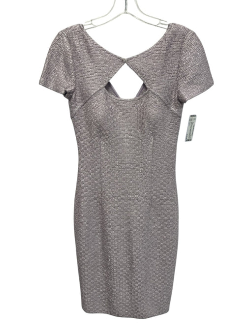 St John Size 2 Light Purple & Gray Wool Blend Short Sleeve Striped Cut Out Dress Light Purple & Gray / 2