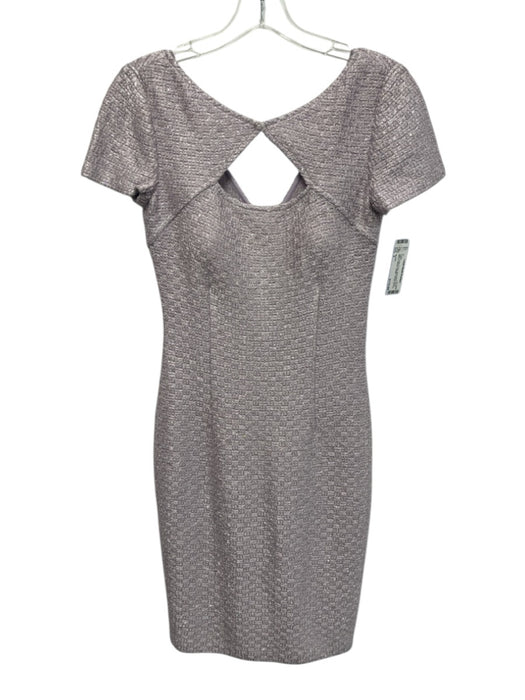 St John Size 2 Light Purple & Gray Wool Blend Short Sleeve Striped Cut Out Dress Light Purple & Gray / 2