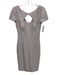 St John Size 2 Light Purple & Gray Wool Blend Short Sleeve Striped Cut Out Dress Light Purple & Gray / 2