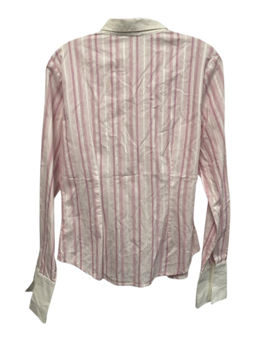 Anne Fontaine Size 40 Pink & White Cotton Long Sleeve Variegated Stripes Top Pink & White / 40