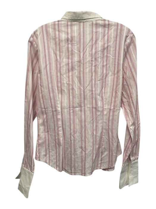 Anne Fontaine Size 40 Pink & White Cotton Long Sleeve Variegated Stripes Top Pink & White / 40