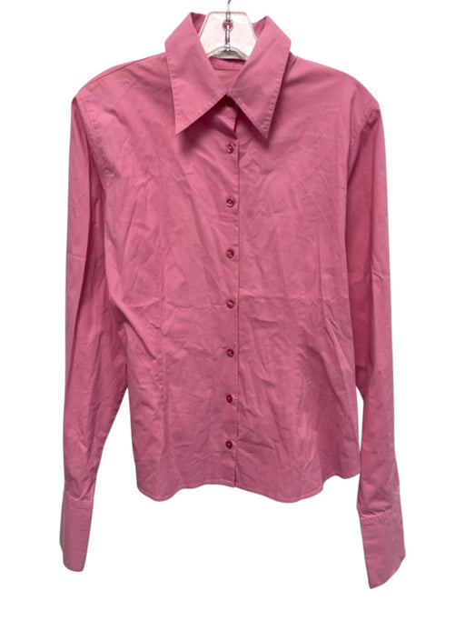 Anne Fontaine Size 44 Pink Cotton Blend Long Sleeve Button Front Collar Top Pink / 44