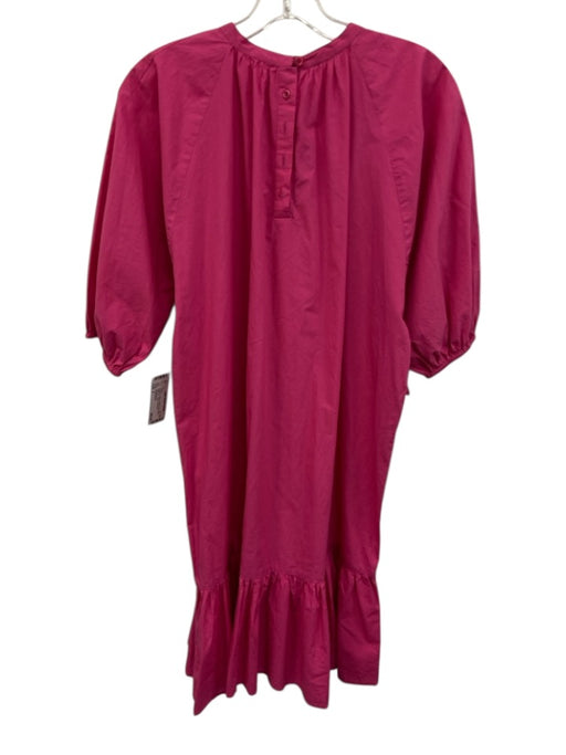 A Piece Apart Size 2 Hot pink Cotton Half Sleeve Elastic Gathered Tiered Dress Hot pink / 2