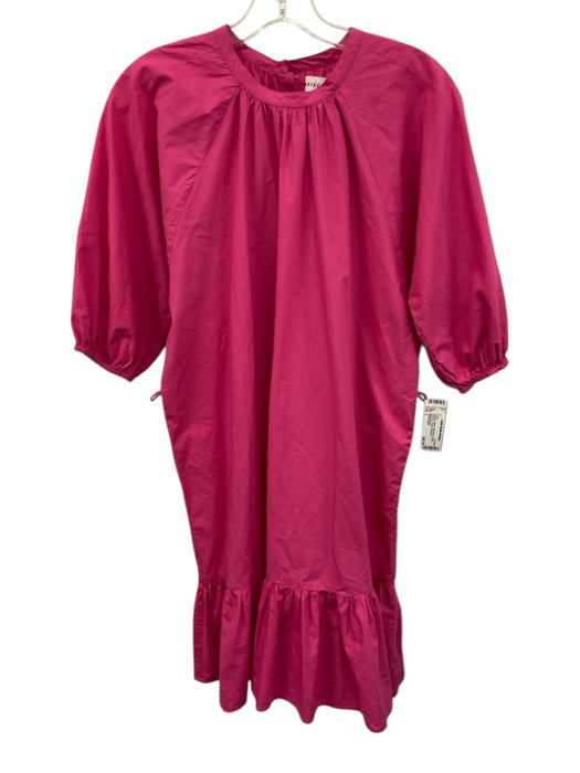 A Piece Apart Size 2 Hot pink Cotton Half Sleeve Elastic Gathered Tiered Dress Hot pink / 2