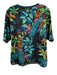 Johnny Was Size Large Black, Blue, Green Polyester Short Sleeve Peacock Top Black, Blue, Green / Large