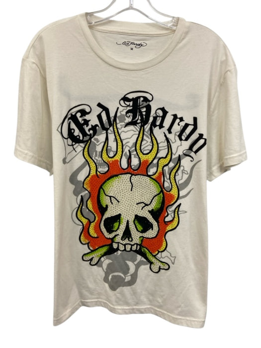Ed Hardy Size Medium Cream, Orange, Yellow, Red, Green Cotton Blend Skull Top Cream, Orange, Yellow, Red, Green / Medium