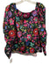 CROSBY by Mollie Burch Size Medium Black & Multi Cotton Blend Floral Pleated Top Black & Multi / Medium