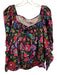 CROSBY by Mollie Burch Size Medium Black & Multi Cotton Blend Floral Pleated Top Black & Multi / Medium