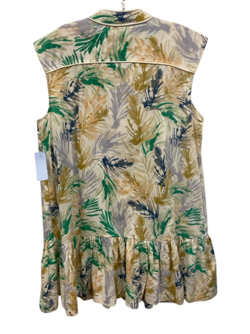 Christy Lynn Size Large Blue, Green, Brown Cotton Sleeveless Leaves Dress Blue, Green, Brown / Large