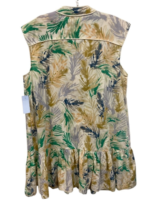 Christy Lynn Size Large Blue, Green, Brown Cotton Sleeveless Leaves Dress Blue, Green, Brown / Large