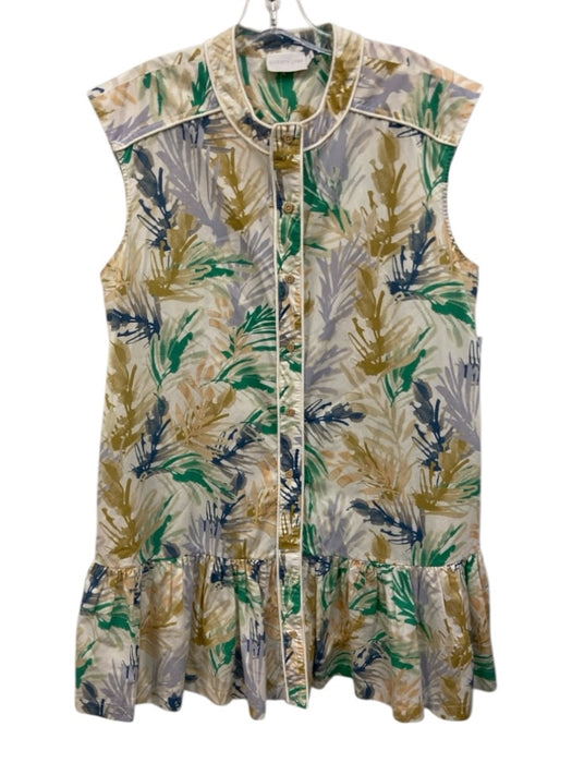 Christy Lynn Size Large Blue, Green, Brown Cotton Sleeveless Leaves Dress Blue, Green, Brown / Large