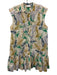 Christy Lynn Size Large Blue, Green, Brown Cotton Sleeveless Leaves Dress Blue, Green, Brown / Large
