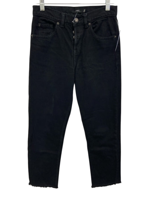 Obey Size 26 Black Cotton Denim Mid Rise Straight Leg Raw Hem Pockets Jeans Black / 26