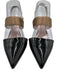 Giorgio Armani Shoe Size 39.5 Black & Beige Leather Patent Leather Satin Pumps Black & Beige / 39.5