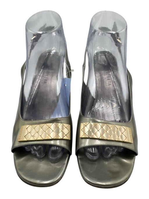 Bottega Veneta Shoe Size 8.5 Metallic Green Leather Gold hardware Woven Pumps Metallic Green / 8.5