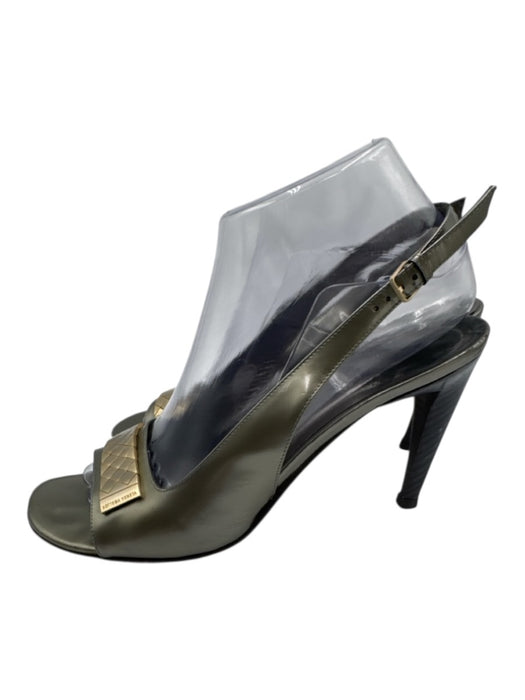 Bottega Veneta Shoe Size 8.5 Metallic Green Leather Gold hardware Woven Pumps Metallic Green / 8.5