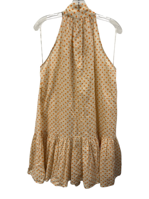 Zimmermann Size 0 Cream Beige & Orange Cotton Seersucker Polka Dot Dress Cream Beige & Orange / 0