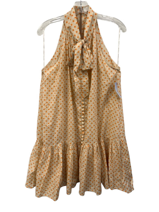 Zimmermann Size 0 Cream Beige & Orange Cotton Seersucker Polka Dot Dress Cream Beige & Orange / 0