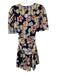 Tanya Taylor Size 0 Navy Blue, White & Multi Polyester Floral V Neck Dress Navy Blue, White & Multi / 0