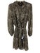 Saloni Size 2 Taupe Brown Silk Leopard Print Long Balloon Sleeve Dress Taupe Brown / 2
