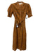 Daughters of India Size XS Orange Brown Cotton Block Printed Short Sleeve Dress Orange Brown / XS