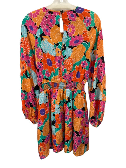 AMUR Size 6 Black & Multi Viscose Blend Floral Long Balloon Sleeve Dress Black & Multi / 6