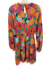 AMUR Size 6 Black & Multi Viscose Blend Floral Long Balloon Sleeve Dress Black & Multi / 6