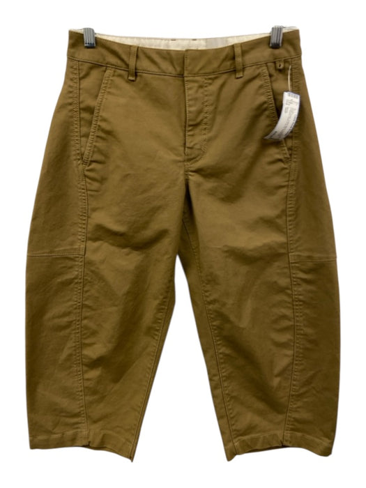 Maeve Size 00P Khaki Green Cotton Blend Pocketed Cropped Hook & Zip Fly Pants Khaki Green / 00P