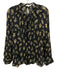 Vince Size L Black & Beige Silk Abstract Floral Semi Sheer Long Sleeve Top Black & Beige / L