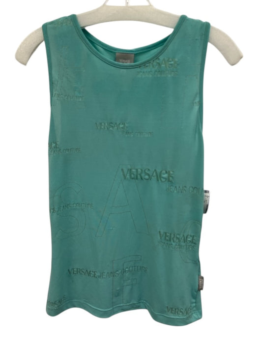 Versace Jeans Couture Size S Aqua Blue Missing Fabric Tag Sleeveless Printed Top Aqua Blue / S