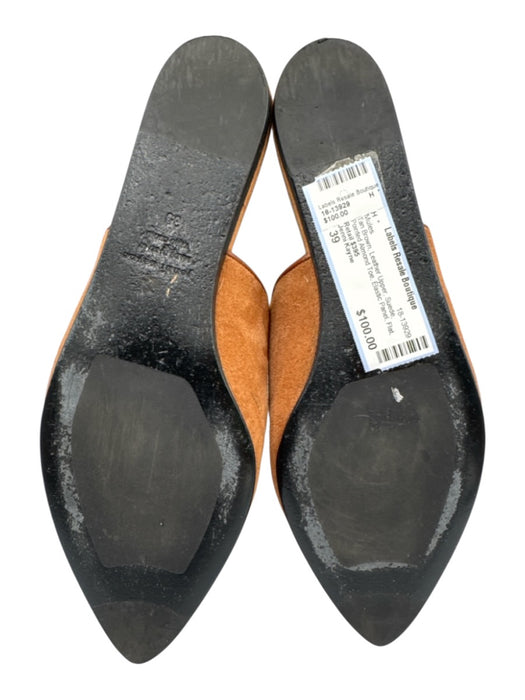 Jenni Kayne Shoe Size 39 Tan Brown Leather Upper Suede Pointed Almond Toe Mules Tan Brown / 39