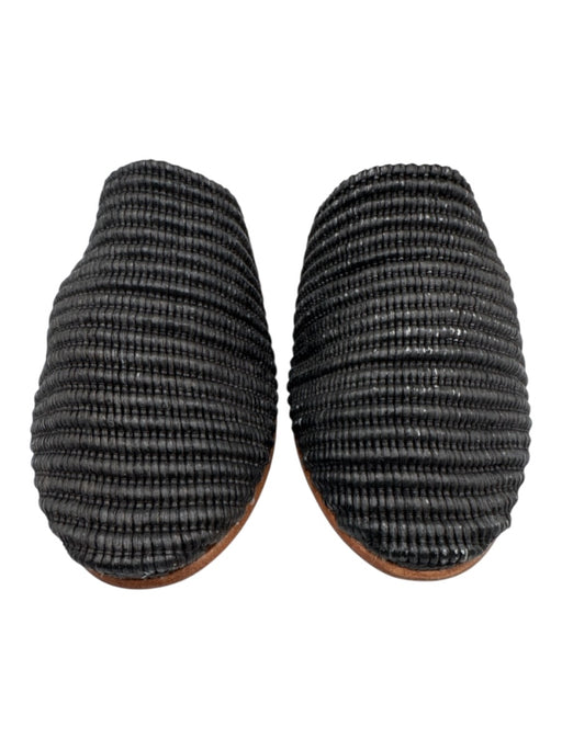 Jenni Kayne Shoe Size 39 Black textile upper Woven Round Almond Toe Flat Mules Black / 39